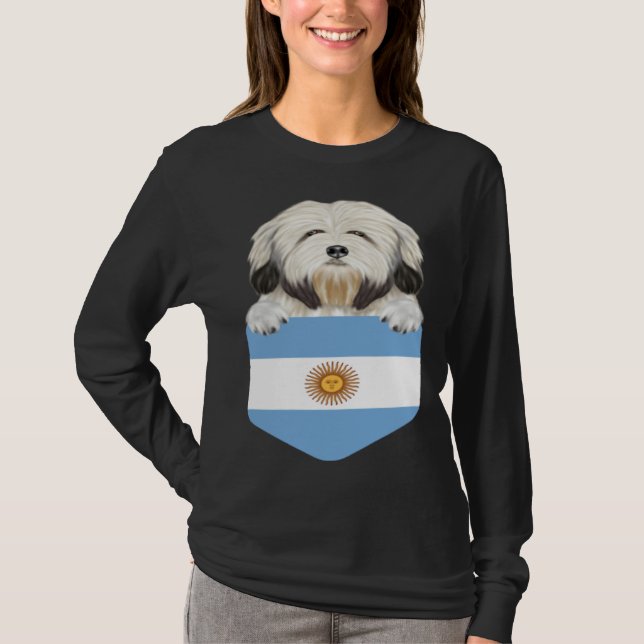 Camiseta Argentina Flag Lowchen Dog In Pocket (Anverso)