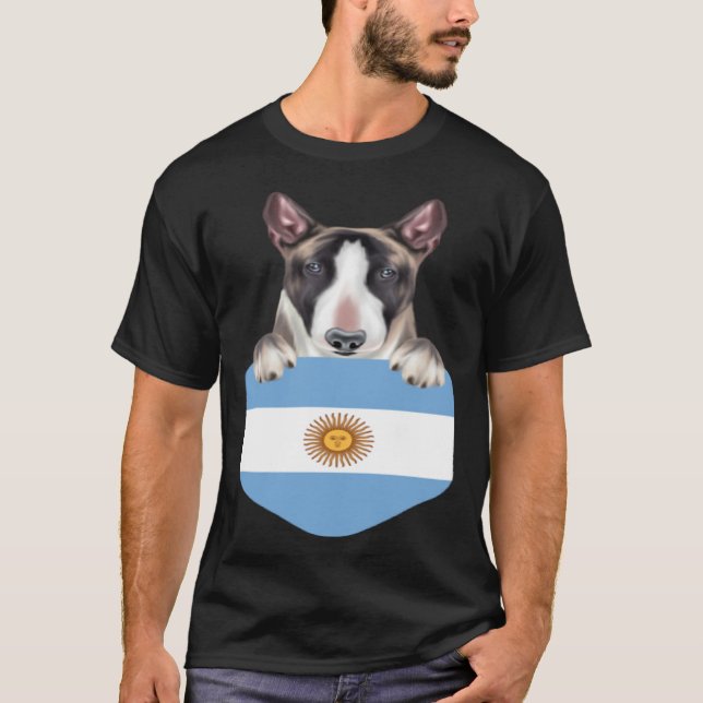 Camiseta Argentina Flag Miniature Bull Terrier Dog In Pocke (Anverso)