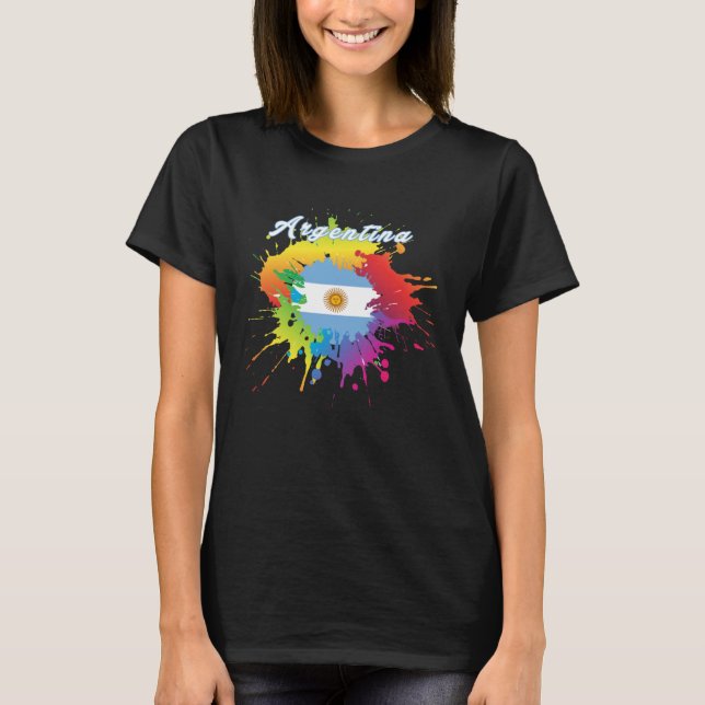 Camiseta Argentina Flag Pride Gay Colorful Splash Argentini (Anverso)