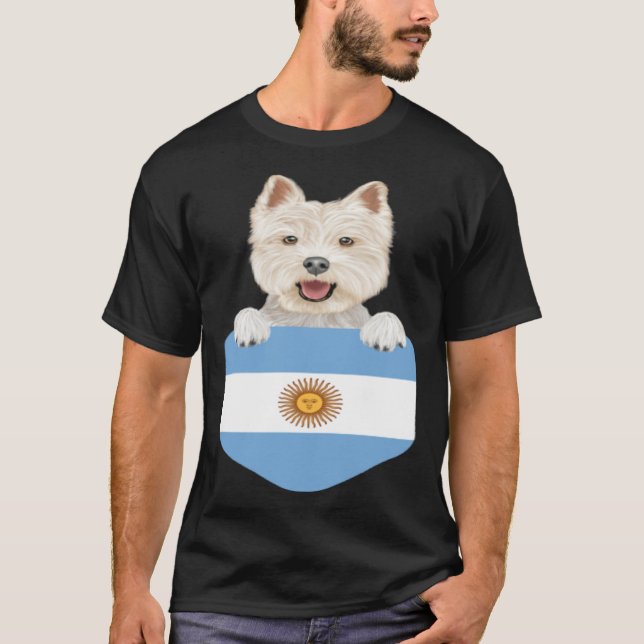 Camiseta Argentina Flag West Highland White Terrier Dog In  (Anverso)