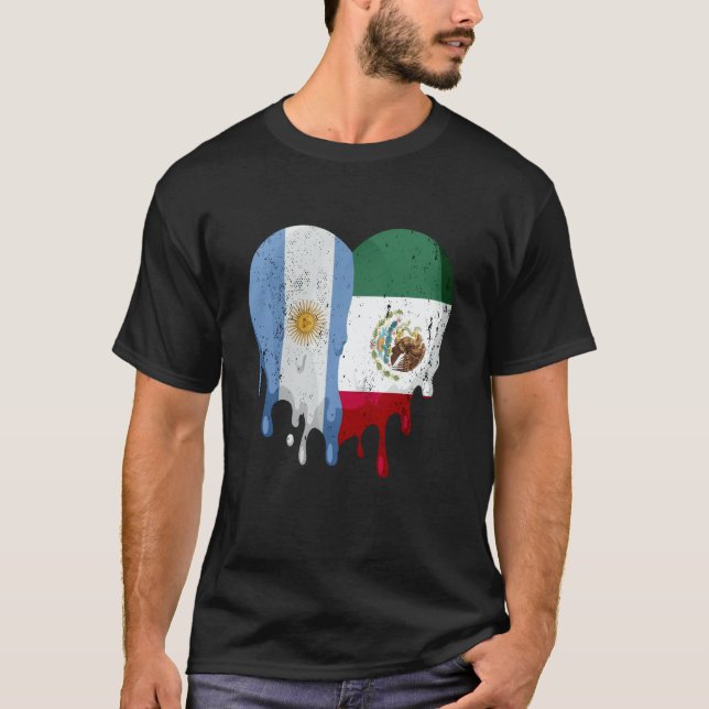 Camiseta Argentina Mexico Flag Heart Citizen Grown Patriot  (Anverso)