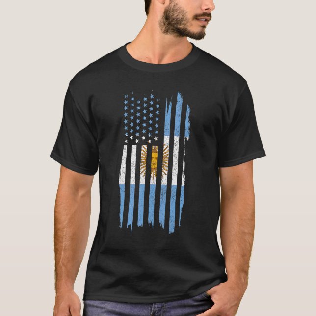 Camiseta Argentina: Orgullo de bandera argentina-estadounid (Anverso)