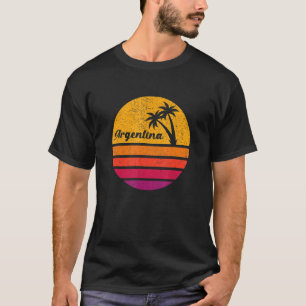 Camiseta Argentina Retro Style 70s 80s Vintage Palm Tree Su