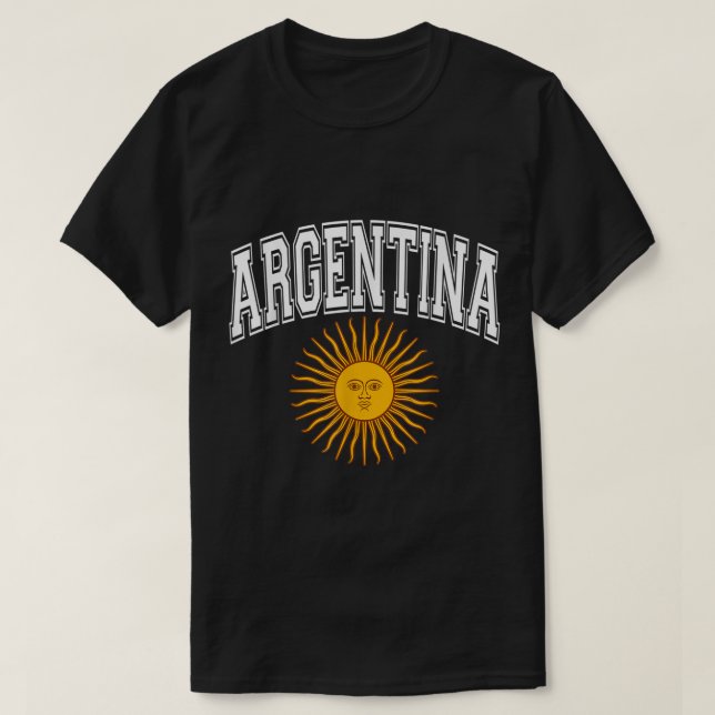 Camiseta Argentina Varsity Style Sun of May White Text (Diseño del anverso)