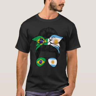 Camiseta Argentina y Brasil se mezclan mitad argentino y me