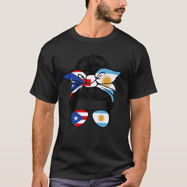 Camiseta Argentina y Puerto Rico se mezclan medio hal argen (Anverso)