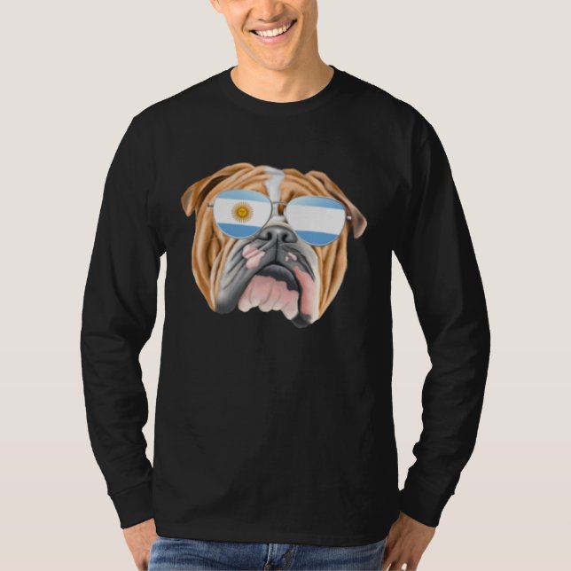 Camiseta Argentinian Flag Bulldog Dog Argentina Pocket (Anverso)