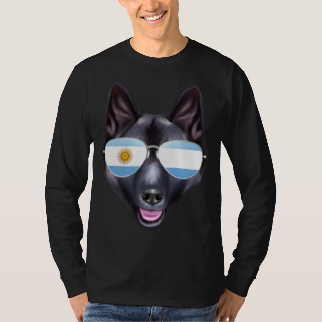 Camiseta Argentinian Flag Norwegian Elkhound Dog Argentina  (Anverso)
