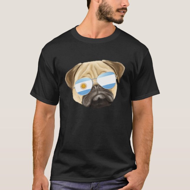 Camiseta Argentinian Flag Pug Dog Argentina Pocket (Anverso)