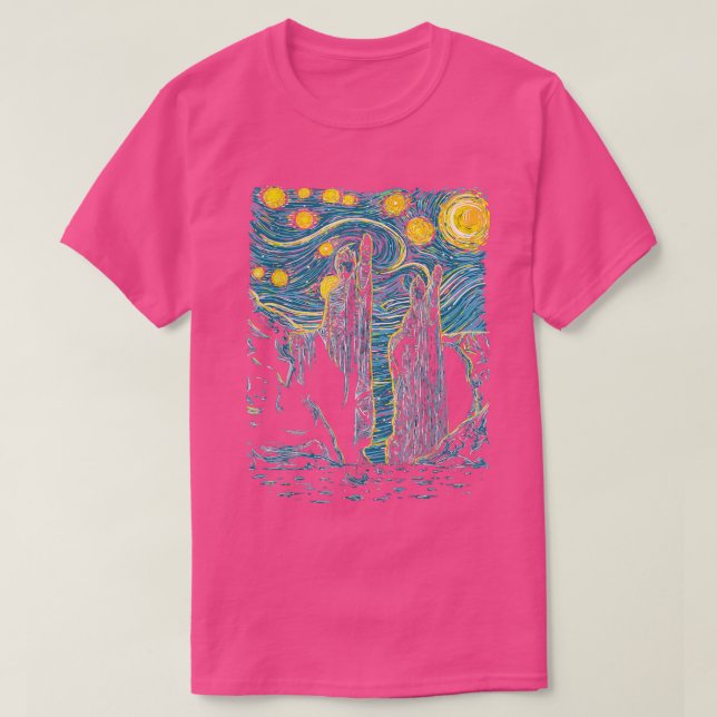 Camiseta Argonath Starry Night Van Gogh Style (Diseño del anverso)