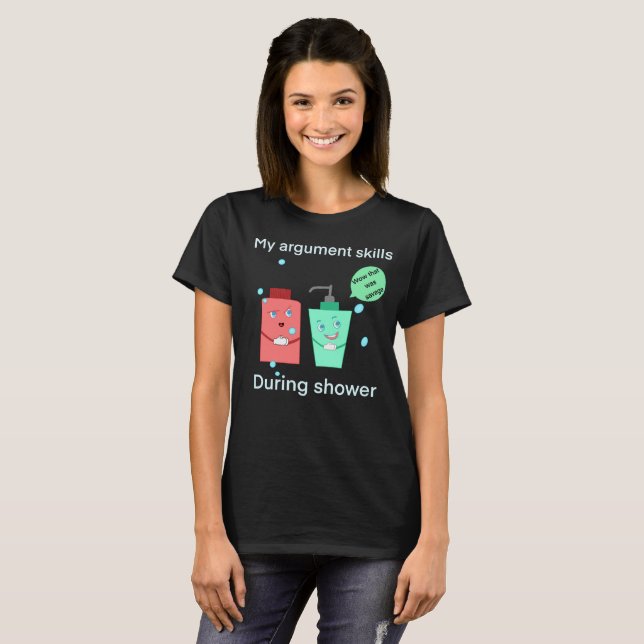 Camiseta Argumento Divertido en la Ducha (Anverso completo)