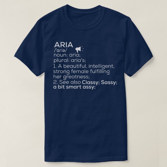 Camiseta Aria Nombre Aria Definición Aria Nombre Femenino A (Diseño del anverso)
