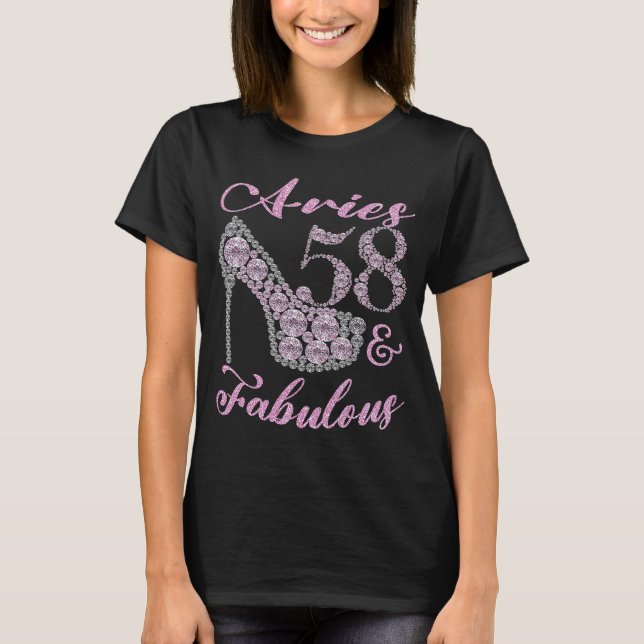 Camiseta Aries 58 y Fabularmente Sparkly High Heels 58th Ha (Anverso)