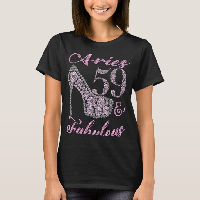 Camiseta Aries 59 y Fabularmente Sparkly High Heels 59th Ha (Anverso)