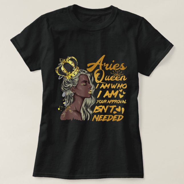 Camiseta Aries Aries Reina Cumpleaños Zodiac Gift Negro W. (Diseño del anverso)