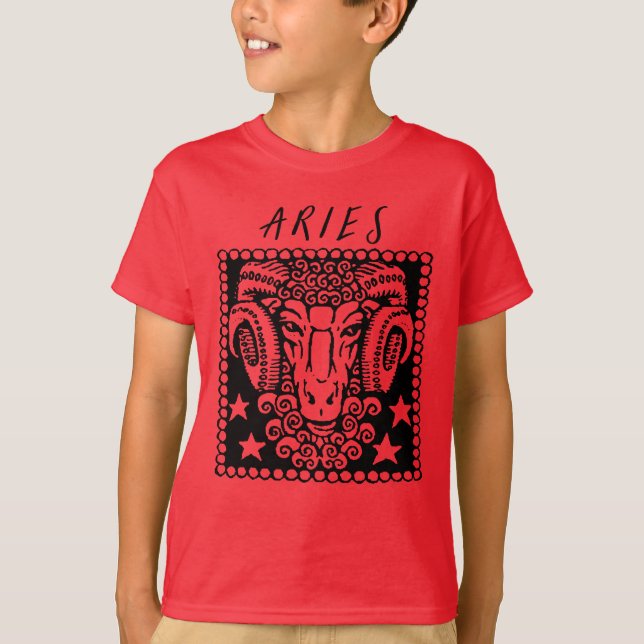 Camiseta Aries Astrología Rótulo Horoscopio Logotipo Zodiac (Anverso)