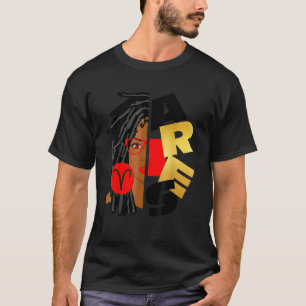 Camiseta Aries Chica Afro Locs Chica Rótulos Zodiac Cumplea