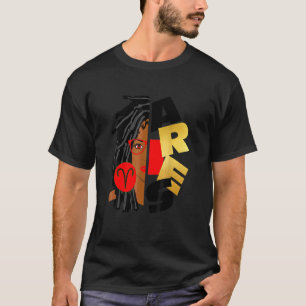 Camiseta Aries Chica Afro Locs Chica Zodiac Rótulos Cumplea