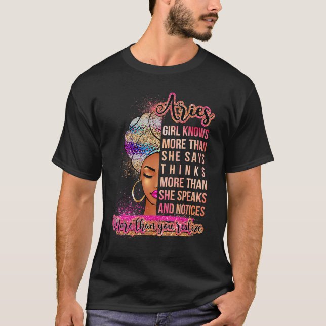 Camiseta Aries Chica Afro Melanin Reina Cumpleaños Para Los (Anverso)