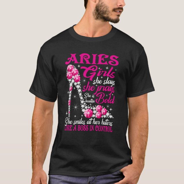 Camiseta Aries Chica como un jefe en zapatos de diamantes d (Anverso)