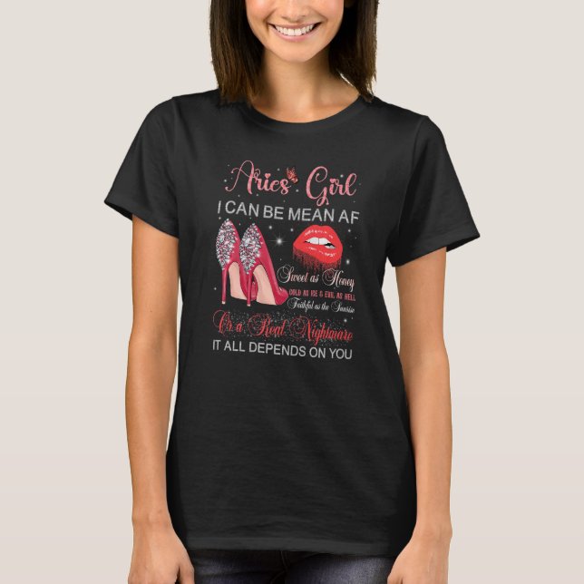 Camiseta Aries Chica Cumpleaños Horoscopio Zodiac Bday Fies (Anverso)