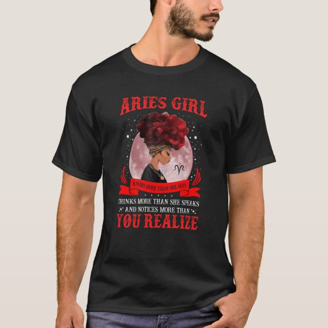 Camiseta Aries Chica Reina Negra Cumpleaños Marcha el Día d (Anverso)