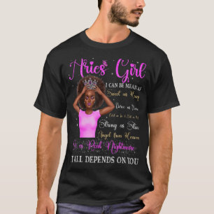 Camiseta Aries Chica Reina Negra Zodiac Cumpleaños Mujeres