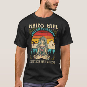 Camiseta Aries Chica Seguir Corazón Chica Zodiac Rótulo Ari