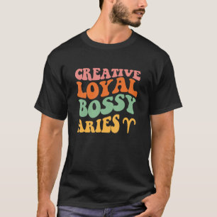 Camiseta Aries Chica Zodiac Rótulo Retro Hippie Creativo Le
