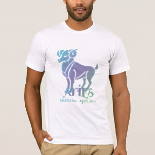 Camiseta Aries el Rótulo Ram Zodiac Azul y Púrpura