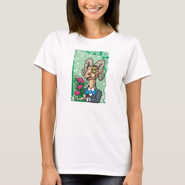 Camiseta Aries florales con corbata monocal y bow (Anverso)