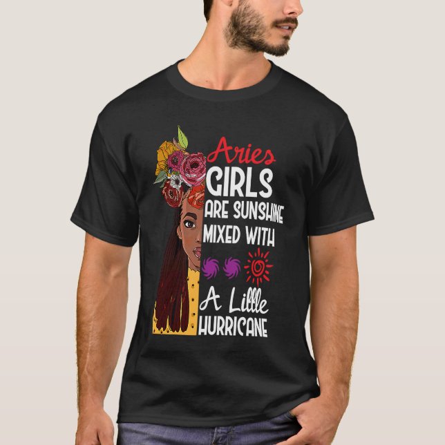 Camiseta Aries Girls Are Sunshine Mixed With A Little Hurri (Anverso)
