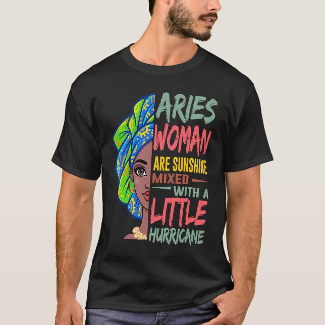 Camiseta Aries Girls Are Sunshine Mixed With A Little Hurri (Anverso)