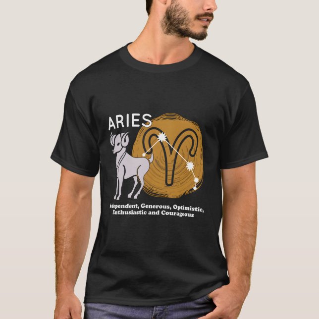 Camiseta Aries Hacts Aries Zodiac Rótulo Aries King (Anverso)