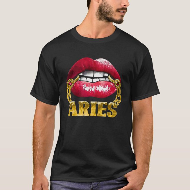Camiseta Aries Horoscope Juicy Lips Chain for African Ameri (Anverso)