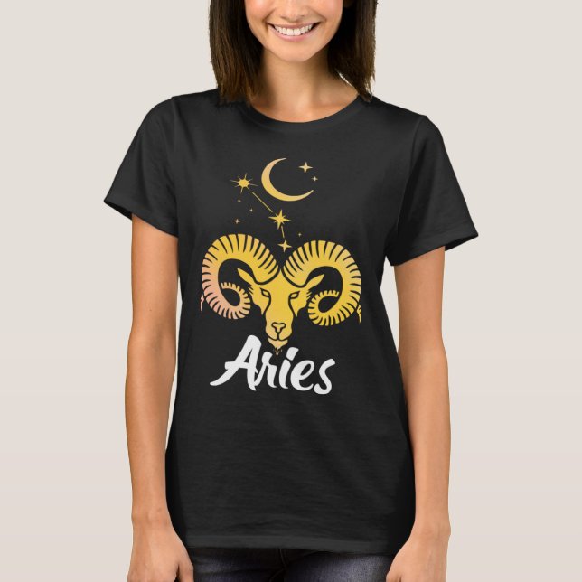 Camiseta Aries Horoscope Zodiac Sign Born March April (Anverso)