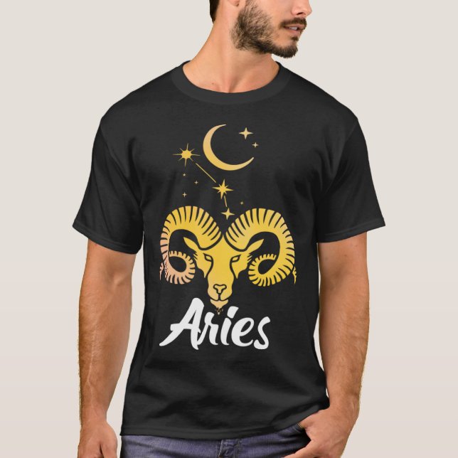 Camiseta Aries Horoscope Zodiac Sign Born March April (Anverso)