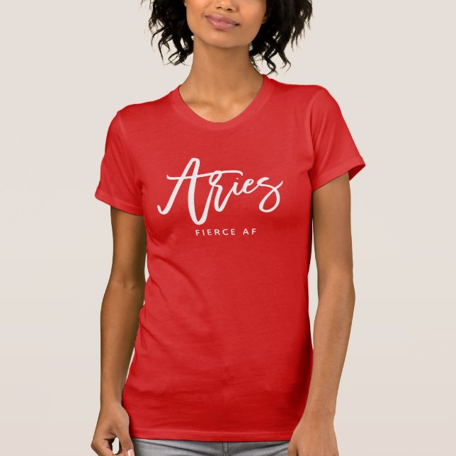 Camiseta Aries Horóscopo Moda moderna Script Rótulo Zodiaco (Anverso)