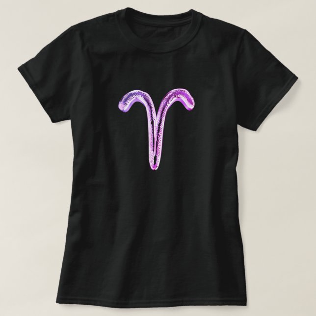 Camiseta Aries Púrpura Rosa Zodiaco Horóscopo Rótulo Astrol (Diseño del anverso)