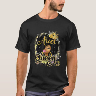 Camiseta Aries Queen Afro Chica Zodiac Rótulos Regalo de cu