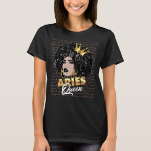 Camiseta Aries Queen Birthday Zodiac Rótulo Melanin Black W