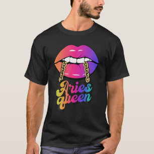 Camiseta Aries Queen Zodiac Lips Chica de cumpleaños