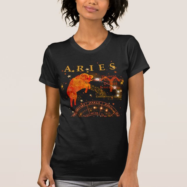 Camiseta Aries Rasgos de Zodiaco Vintage (Anverso)