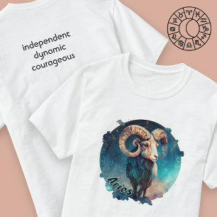 Camiseta Aries Verde azulada y Tan Watercolor Zodiac T-Shir