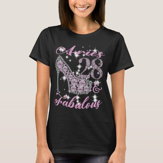 Camiseta Aries Women 28 y Fabularmente Sparkly High Heels 2 (Anverso)