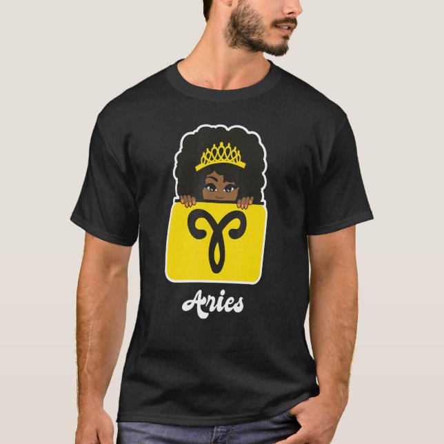 Camiseta Aries Zodiac Astrología Rótulo Horoscope Reina neg (Anverso)