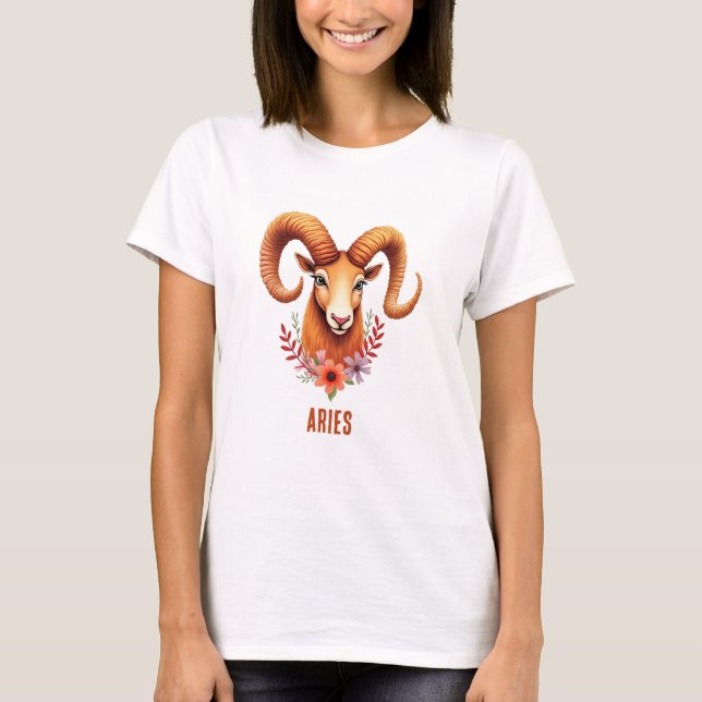 Camiseta Aries zodiac boho watercolor T-Shirt (Anverso)