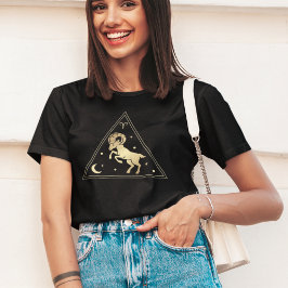 Camiseta Aries Zodiac Rótulo elemento de fuego en oro