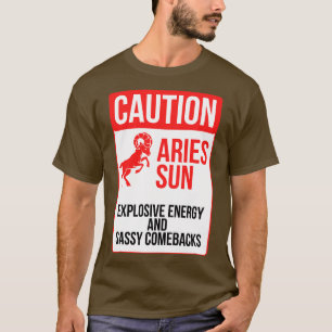 Camiseta Aries Zodiac Rótulo Gracioso Precaución Aries Sun