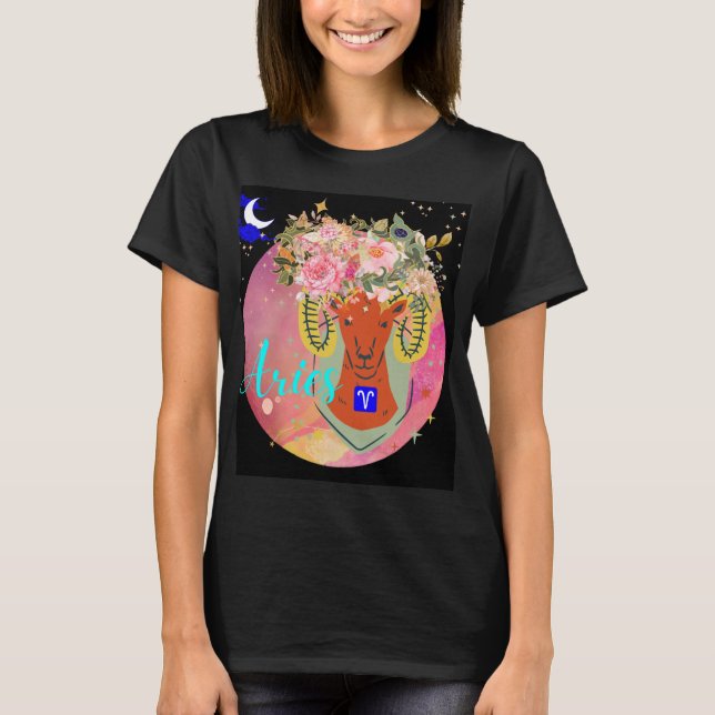 Camiseta Aries Zodiac Rótulo Horoscopio Astrología Femenina (Anverso)